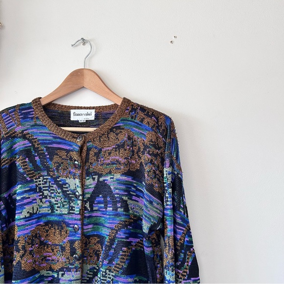 VINTAGE | Italian-Made Knit 3/4 Button-Down Crewneck Sweater by Franco Valeri - Picture 1 of 5